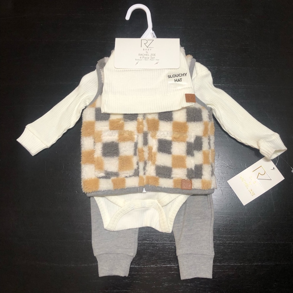 RZ Baby by Rachel Zoe Checkered Baby Outfit with Vest